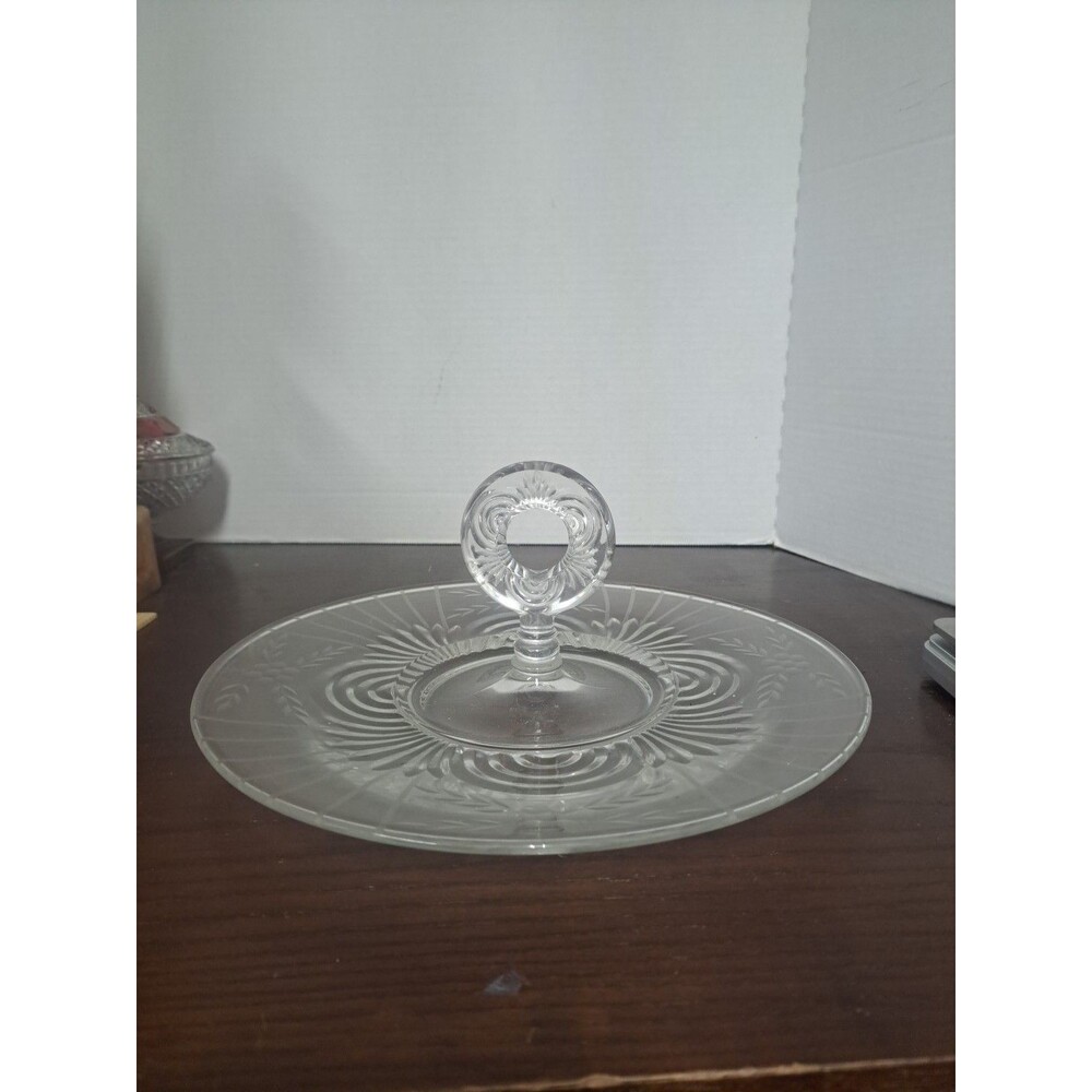 1930s Paden City Glass Clear Sandwich Server